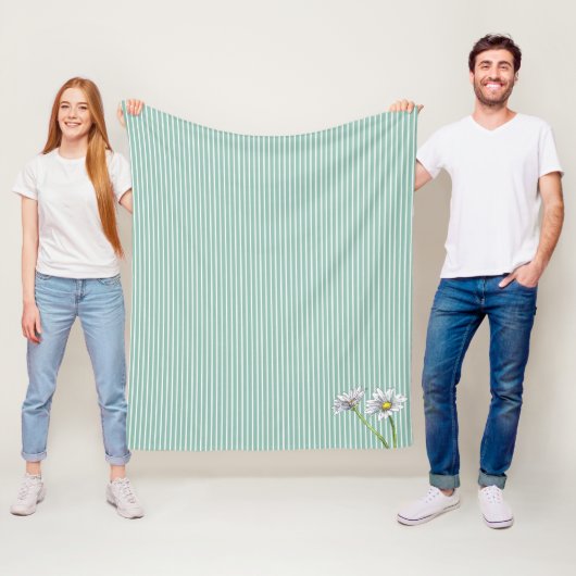 Blaue gestreifte Blumen-Wasserfarbe-Daisy-Ei Fleecedecke (Beispiel)