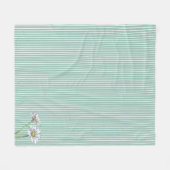 Blaue gestreifte Blumen-Wasserfarbe-Daisy-Ei Fleecedecke (Vorderseite (Horizontal))