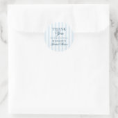 Blaue gestreifte Danke  Runder Aufkleber (Tasche)