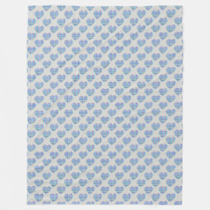 Blaue gestreifte Herzen auf Kieseln grau Fleecedecke