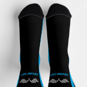 Blaue gestreifte Rennwagenflaggen - Personalisiert Socken (Oben)