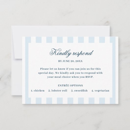 Blaue gestreifte RSVP-Karte RSVP Karte (Vorderseite)