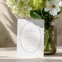 Blaue gestreifte vornehme Babyparty-Einladung