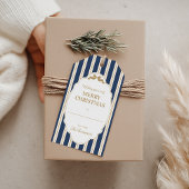 Blaue gestreifte Weihnachtsgeschenkanhänger Geschenkanhänger