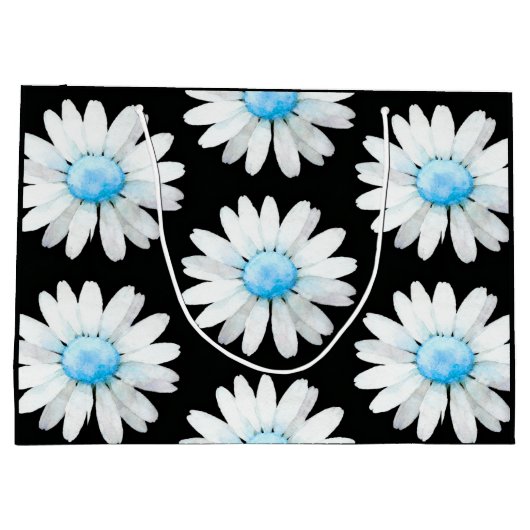 Blaue Getüpfelte Gänseblümchen Große Geschenktüte (Rückseite)