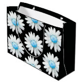 Blaue Getüpfelte Gänseblümchen Große Geschenktüte (Rückseite Schrägansicht)
