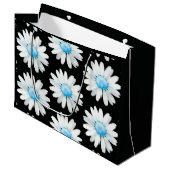Blaue Getüpfelte Gänseblümchen Große Geschenktüte (Vorderseite Schrägansicht)