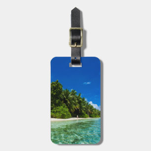 Blaue Gewässer eines tropischen Strandes Gepäckanhänger