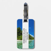 Blaue Gewässer eines tropischen Strandes Gepäckanhänger (Rückseite vertikal)