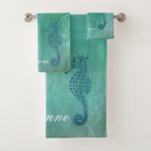 Blaue Gewässer, Seepferd und Blüh Badhandtuch Set (Insitu)
