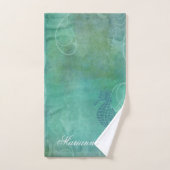 Blaue Gewässer, Seepferd und Blüh Badhandtuch Set (Handtuch)