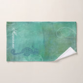 Blaue Gewässer, Seepferd und Blüh Badhandtuch Set (Handtuch)