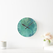 Blaue Gewässer, Seepferd und Blüh Runde Wanduhr (Zuhause)