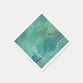 Blaue Gewässer, Seepferd und Blüh Serviette (Ecke)