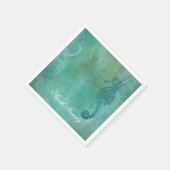 Blaue Gewässer, Seepferd und Blüh Serviette (Ecke)