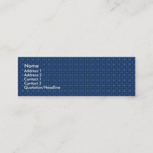 Blaue Gewebetextur Mini Visitenkarte (Vorderseite)
