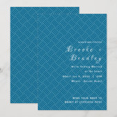 Blaue Gewebte Textur Hochzeit Einladung (Vorne/Hinten)