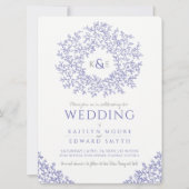 Blaue gezeichnet Mono-Kunsthochzeit Einladung (Vorderseite)