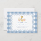 Blaue Gingham-Alberne-Gans-Geburtstag Dankeskarte (Vorderseite)