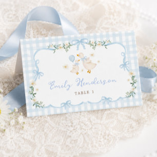 Blaue Gingham-Alberne-Gans-Tischplatzkarten Tischnummer