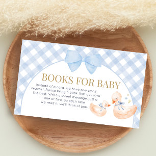 Blaue Gingham Alberner Gans Duschenbücher für Baby Begleitkarte
