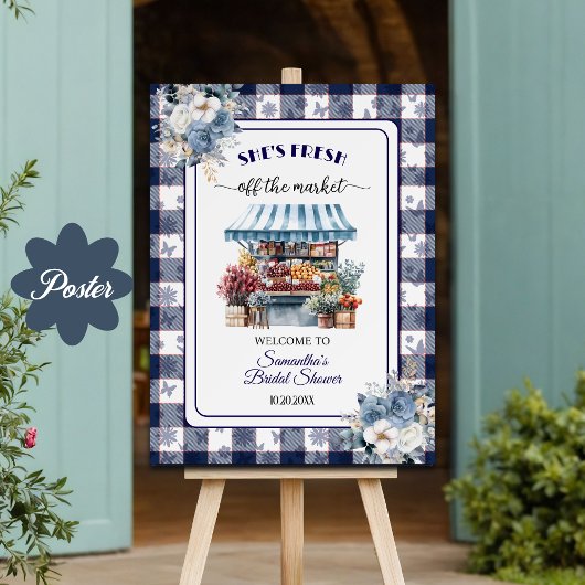 Blaue Gingham-Auktion Brautparty  Poster