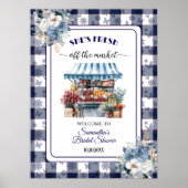 Blaue Gingham-Auktion Brautparty  Poster (Vorne)