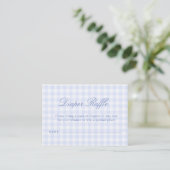 Blaue Gingham-Baby-Party Begleitkarte (Stehend Vorderseite)