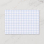 Blaue Gingham-Baby-Party Begleitkarte (Rückseite)