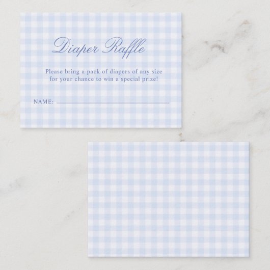 Blaue Gingham-Baby-Party Begleitkarte (Vorne/Hinten)