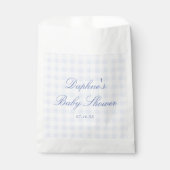 Blaue Gingham-Baby-Party Geschenktütchen (Vorderseite)