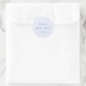 Blaue Gingham-Baby-Party Runder Aufkleber (Tasche)