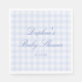 Blaue Gingham-Baby-Party Serviette (Vorderseite)