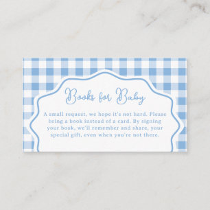 Blaue Gingham Baby-Q BBQ Baby Shower Bücher für Ba Begleitkarte