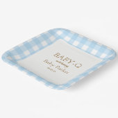 Blaue Gingham Baby-Q Quadratplatte 2 Pappteller (Gewinkelt)