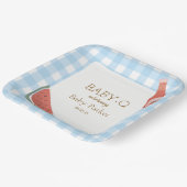 Blaue Gingham Baby-Q Quadratplatte Pappteller (Gewinkelt)