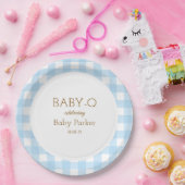 Blaue Gingham-Baby-Q-Rundplatte 2 Pappteller (Party)