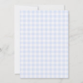 Blaue Gingham-Babyparty Einladung (Rückseite)