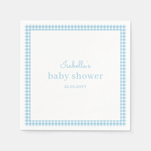 Blaue Gingham-Babyparty Serviette (Vorderseite)