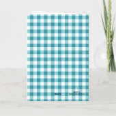 Blaue Gingham-Ballons Kinder Geburtstagsgruß Karte (Rückseite)