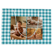 Blaue Gingham-Balloons Benutzerdefinierte Mehrfach Große Geschenktüte (Rückseite)