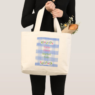 Blaue Gingham-Blumen FARM FRESH Jumbo Stoffbeutel