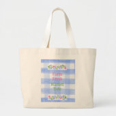 Blaue Gingham-Blumen FARM FRESH Jumbo Stoffbeutel (Vorne)