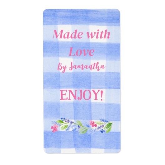 Blaue Gingham-Blumen MIT LIEBE GEFERTIGT  (Vorne)