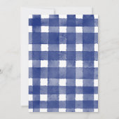Blaue Gingham-Bogenschieß-Geburtstagsfeier Einladung (Rückseite)