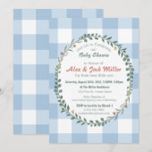 Blaue Gingham-Botanik-Kranz-Baby-Party (Vorne/Hinten)