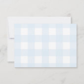 Blaue Gingham-Bücher-Anfragekarte Einladung (Rückseite)