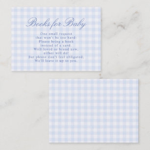 Blaue Gingham-Bücher-Babyparty Begleitkarte