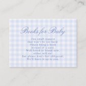 Blaue Gingham-Bücher-Babyparty Begleitkarte (Vorderseite)