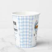 Blaue Gingham-Burger-BBQ-Baby-Shower-Papierbecher Pappbecher (Links)